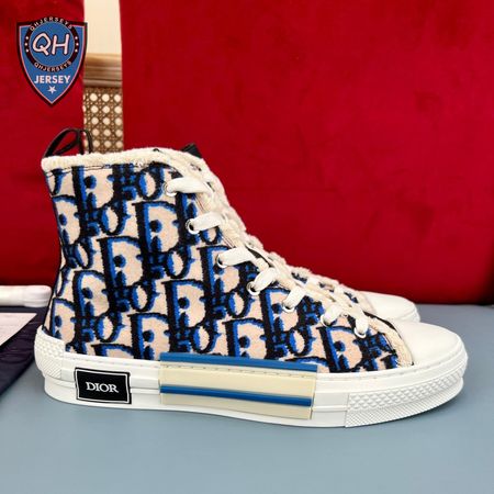 DIOR B23 HIGH-TOP SNEAKER BEIGE,BLACK AND NAVY BLUE DIOR OBLIQUE TAPESTRY - CD92