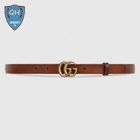 GUCCI LEATHER BELT WITH DOUBLE G BUCKLE