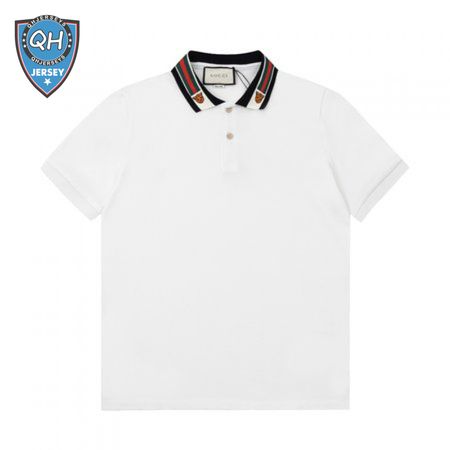 GUCCI COTTON POLO WITH WEB AND FELINE HEAD