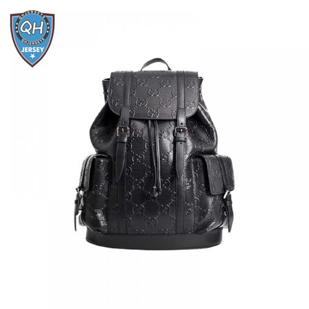Gg Embossed Backpack In Black Leather GBP014