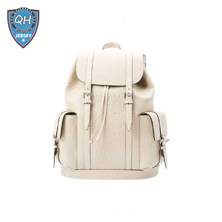 Gg Embossed Backpack In White Leather GBP013