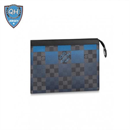 pochette voyage mm damier graphite canvas in blue - pb04