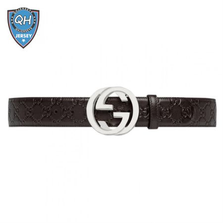 GUCCI BROWN GUCCISSIMA LEATHER INTERLOCKING GG BUCKLE BELT - B38