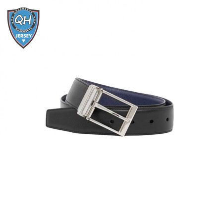 BURBERRY REVERSIBLE LONDON CHECK AND LEATHER BELT DARK CHARCOALBLACK - B29