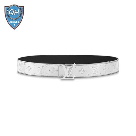 initials mirror mirror 40mm reversible belt sier color metallic monogram canvas recto side - b77