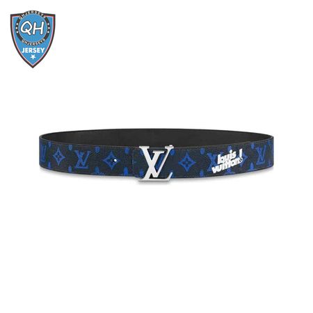 initiales everyday 40mm reversible belt blue monogram black calf leather - b79
