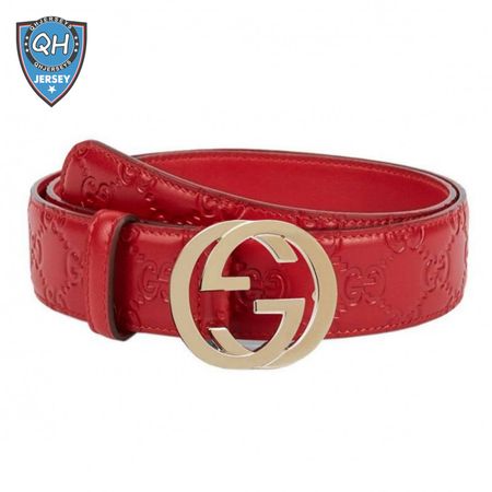 GUCCI INTERLOCKING G-BUCKLE LEATHER BELT - B3