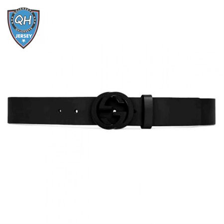 GUCCI LEATHER BELT WITH INTERLOCKING G BUCKLE - B31