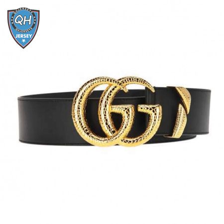 GUCCI LEATHER BELT WITH DOUBLE G BUCKLE - B11