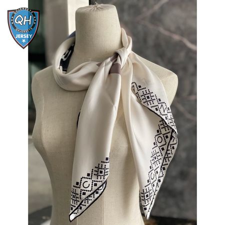 chanel silk scarf white