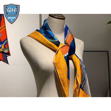 Hermes "Noble Saddle" Blue Silk scarf