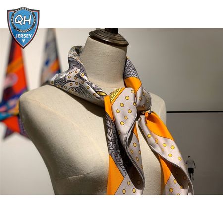 Hermes "Noble Saddle" Silk scarf Orange