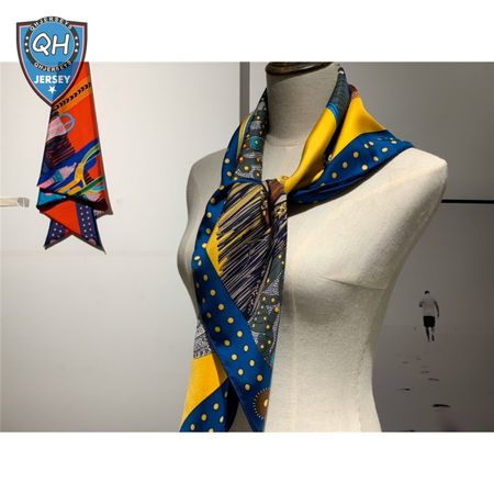 Hermes "Noble Saddle" Silk scarf yellow