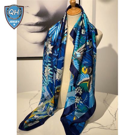 hermes ladies summer silk scarf Dark blue