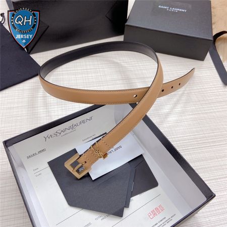 ysl logo leather belt
