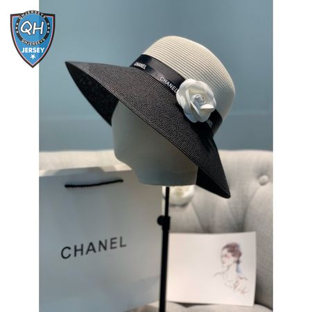 CC Big brim Camellia straw hat