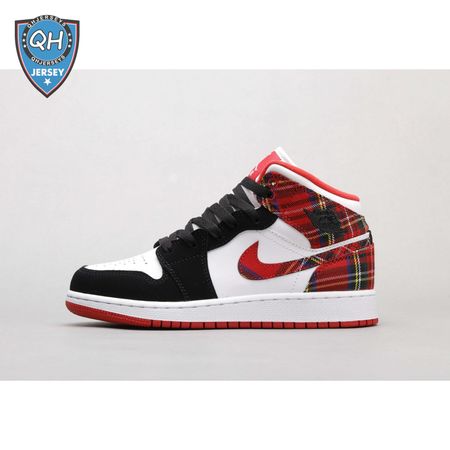 Air Jordan 1 Mid White Plaid Women's