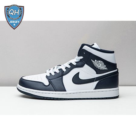 Jordan 1 Mid White Metallic Gold Obsidian 554724-174 Unisex