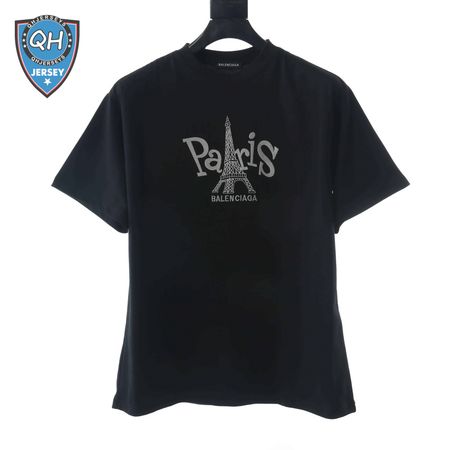 BELENCIAGA PARIS TOWER EMBROIDERED T SHIRT