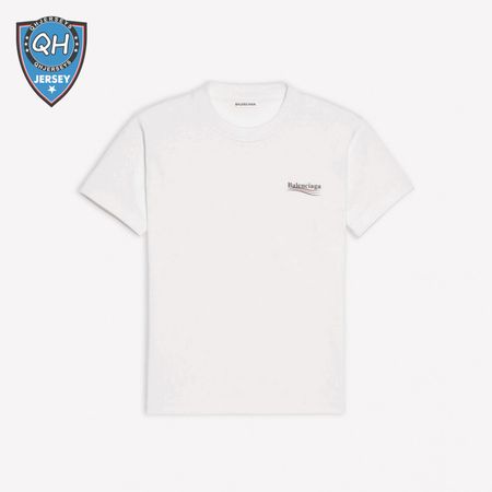 BALENCIAGA POLITICAL CAMPAIGN SMALL FIT T-SHIRT IN WHITE VINTAGE JERSEY - BB38