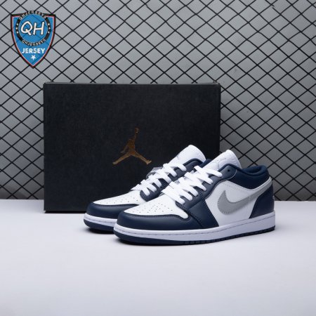 Jordan 1 Low Wolf Grey Midnight Navy 553558-141 Unisex