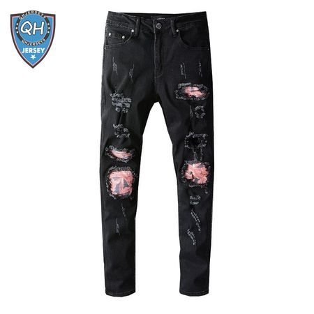Amiri Design Rip Jeans Black/Red