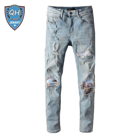 Amiri Design Rip Jeans Light Blue