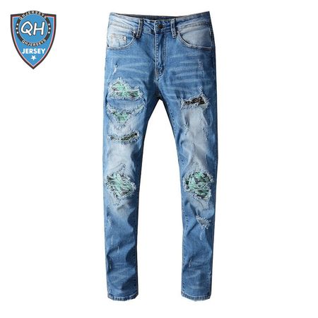 Amiri Design Rip Jeans Light Blue / Green