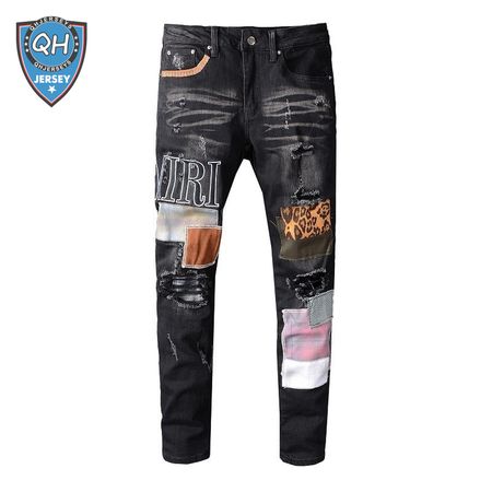 Amiri Logo Patch Jeans Black