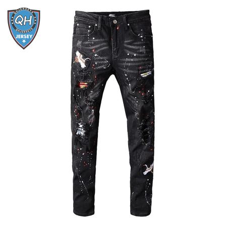 Amiri Pelican Splatter Jeans Black/White