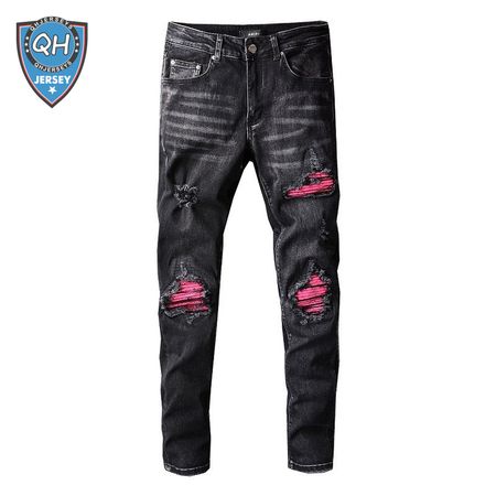 Amiri Rip Jeans Black / Pink