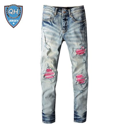 Amiri Rip Jeans Blue / Pink