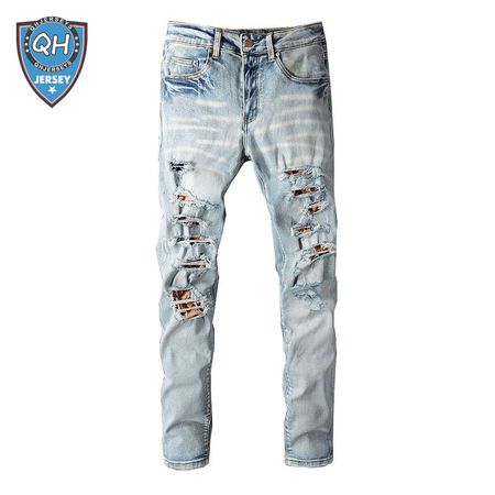 Amiri Ripped Design Jeans Light Blue