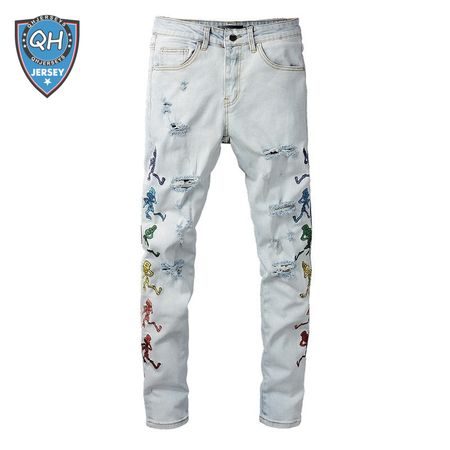 Amiri Skeleton Patch Jeans White