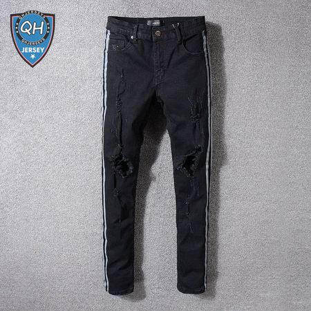 Amiri Striped Rip Jeans Black/Sliver