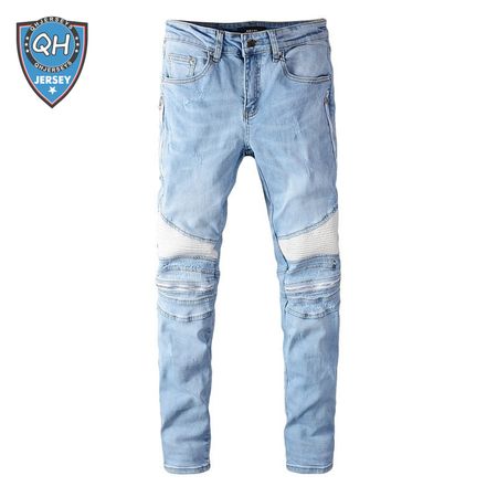 Amiri Zipper Jeans Light Blue / White