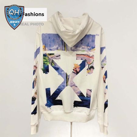 Off White Colored Arrows Zip Up Hoodie