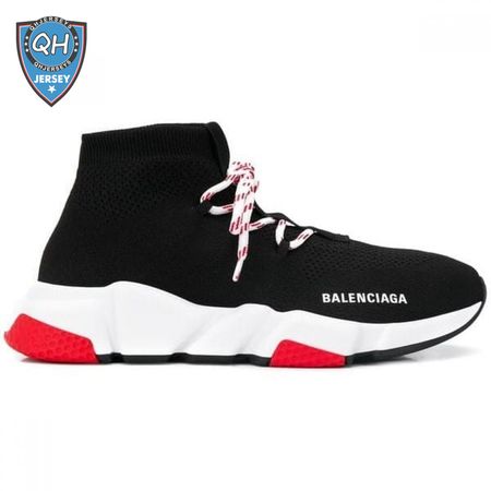 BALENCIAGA SPEED TRAINER LACE UP BLACK RED - BB15