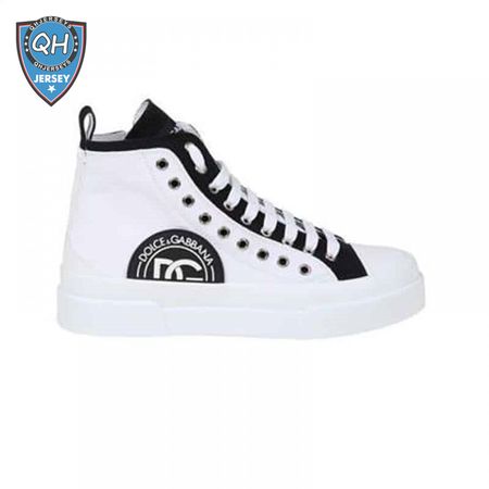 DOLCE AND GABBANA QUILTED TWO-TONE NYLON PORTOFINO LIGHT MID-TOP SNEAKERS IN WHITE - DG107