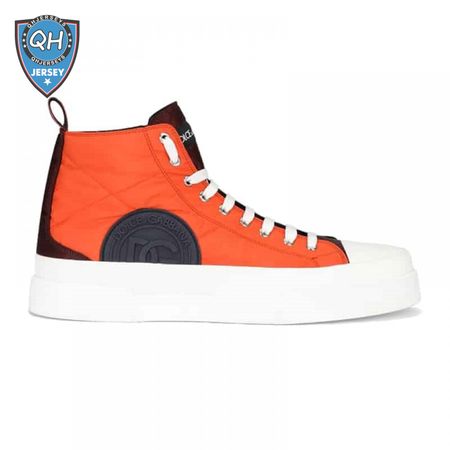 DOLCE AND GABBANA QUILTED TWO-TONE NYLON PORTOFINO LIGHT MID-TOP SNEAKERS - DG106