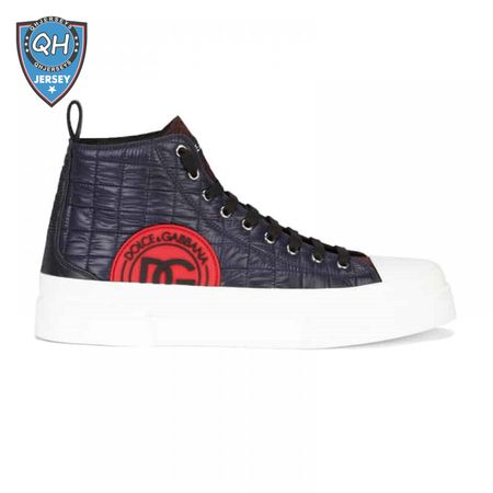 DOLCE AND GABBANA QUILTED TWO-TONE NYLON PORTOFINO LIGHT MID-TOP SNEAKERS - DG105