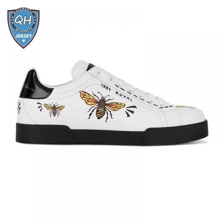 DOLCE AND GABBANA PORTOFINO WASP PRINT SNEAKERS IN WHITE - DG104