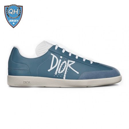DIOR B01 SNEAKER BLUE SMOOTH CALFSKIN AND SUEDE WITH DIOR AND SHAWN SIGNATURE - CD57