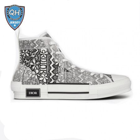 DIOR B23 HIGH-TOP SNEAKER WHITE CANVAS WITH DIOR AND SHAWN EMBROIDERY - CD73
