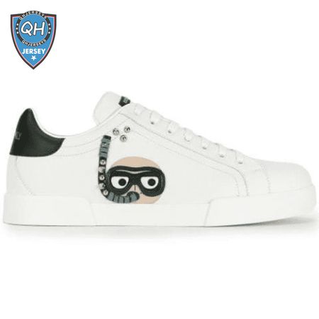 DOLCE & GABBANA CALFSKIN PORTOFINO SNEAKERS WITH PATCHES OF THE DESIGNERS - DG2
