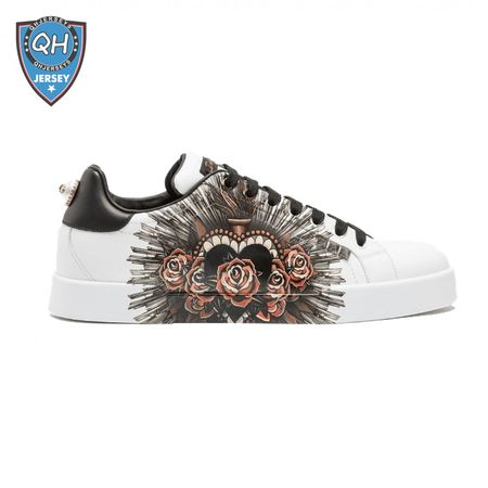 DOLCE & GABBANA PRINTED CALFSKIN PORTOFINO SNEAKERS - DG5