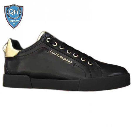 DOLCE & GABBANA SNEAKERS PORTFINO IN WHITE LEATHER WITH PERLA LOGATA - DG21