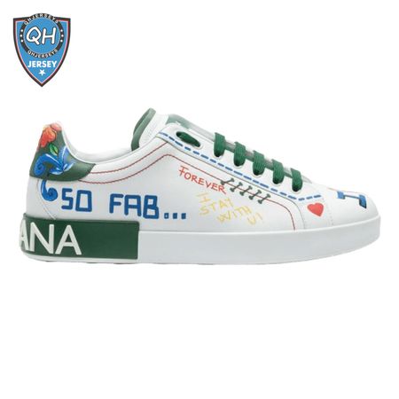 DOLCE & GABBANA PRINTED CALFSKIN PORTOFINO SNEAKERS - DG32