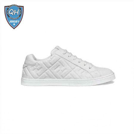 FENDI WHITE NAPPA LEATHER LOW TOP SNEAKERS - FD09