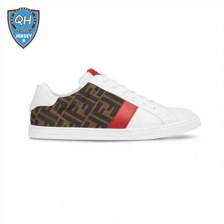FENDI FF LOGO PRINT LOW-TOP SNEAKERS - FD16